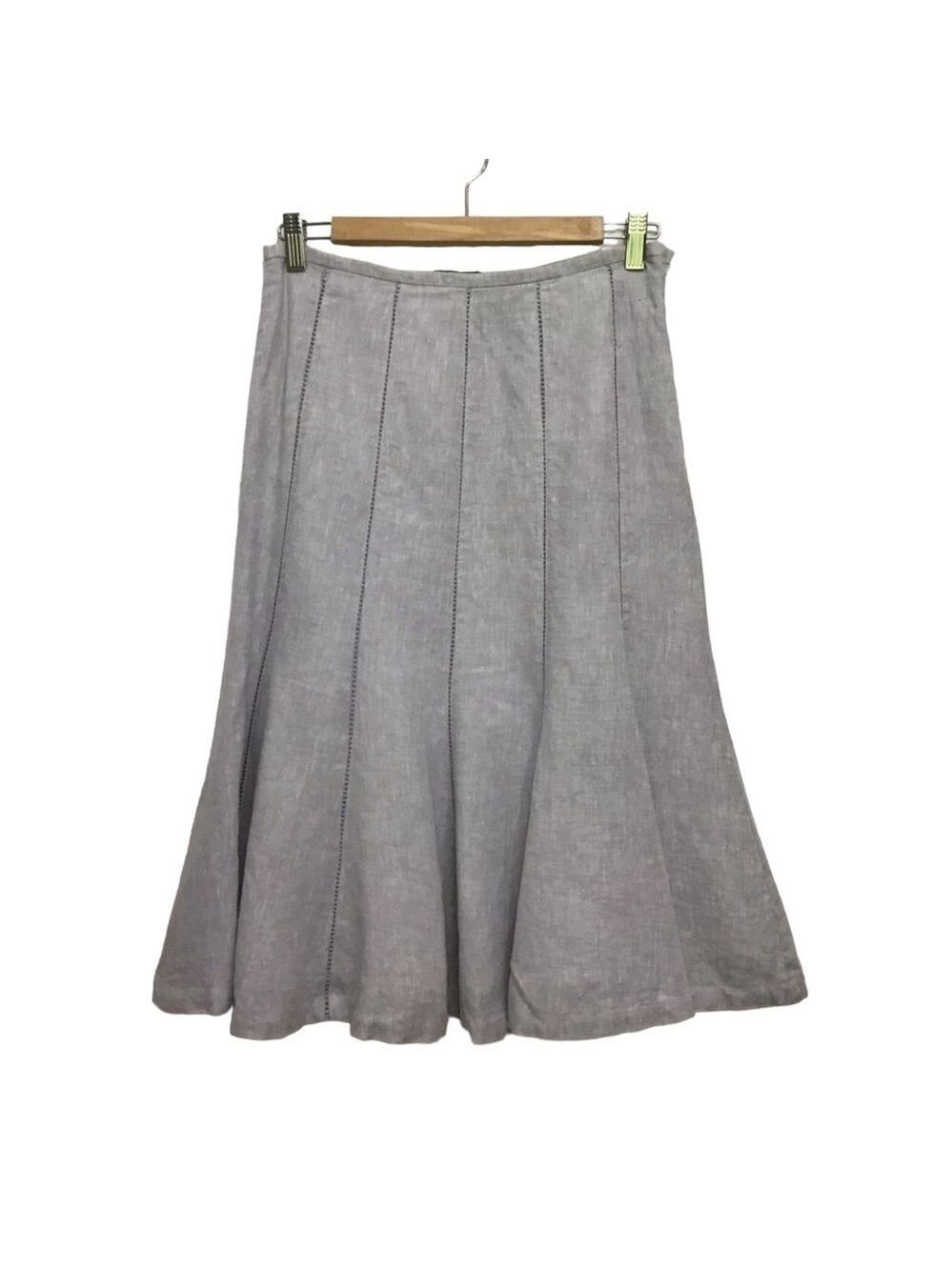 100% Linen Dalia Collection tulip skirt size 4 grey midi